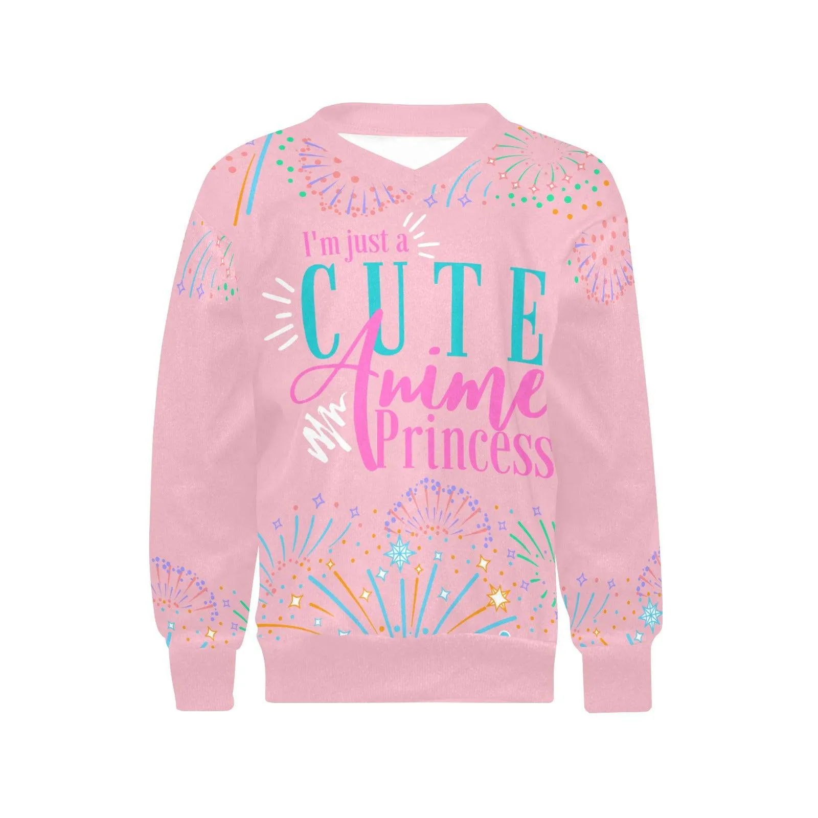 Girls Cute Anime Princess V-Neck Pullover Sweater