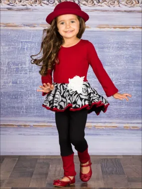 Girls Long Sleeve Hi-Lo Peplum Tunic And Cuffed Legging Set