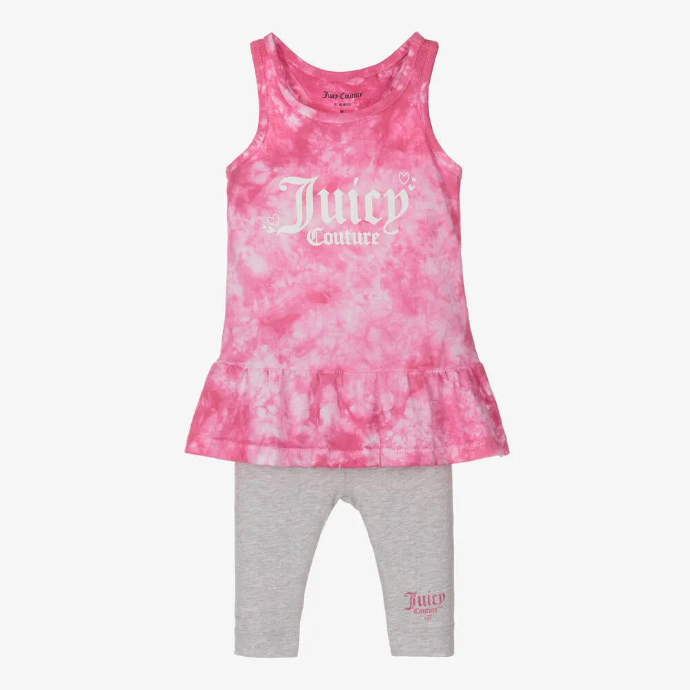 Girls Pink & Grey Leggings Set