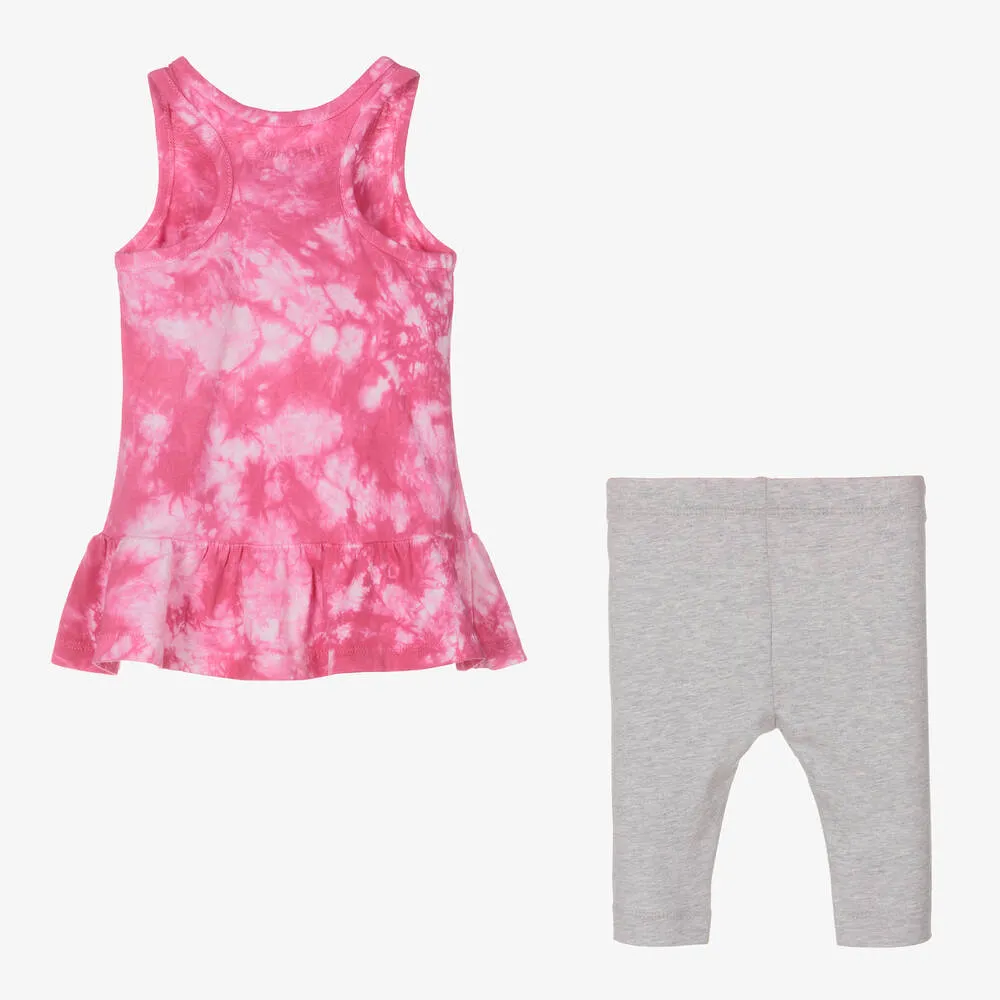 Girls Pink & Grey Leggings Set