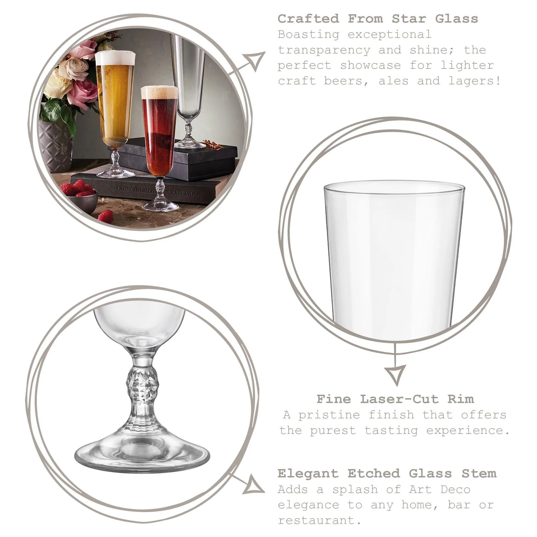 Glassware | Bartender Stemmed Beer Glasses - 520ml - Pack of 6 | Bormioli Rocco