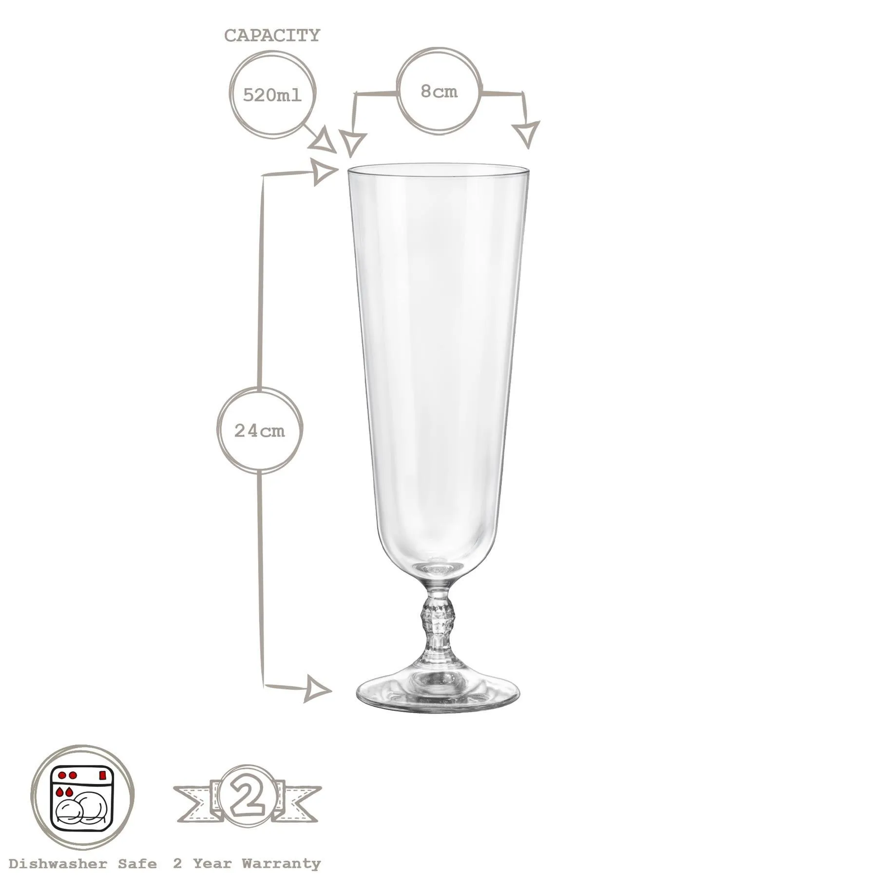 Glassware | Bartender Stemmed Beer Glasses - 520ml - Pack of 6 | Bormioli Rocco