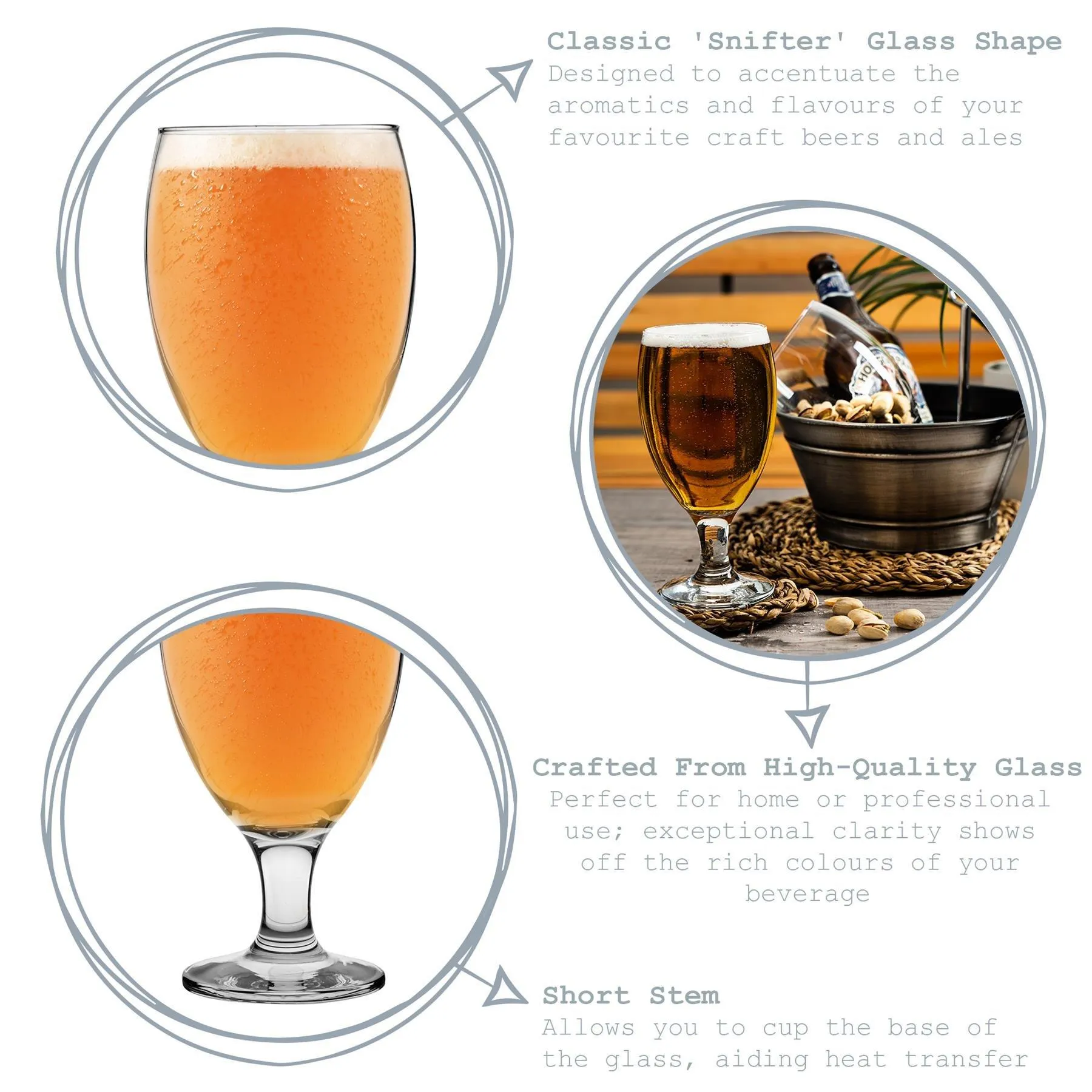 Glassware | Empire Snifter Beer Glasses - Clear - Pack of 12 | LAV