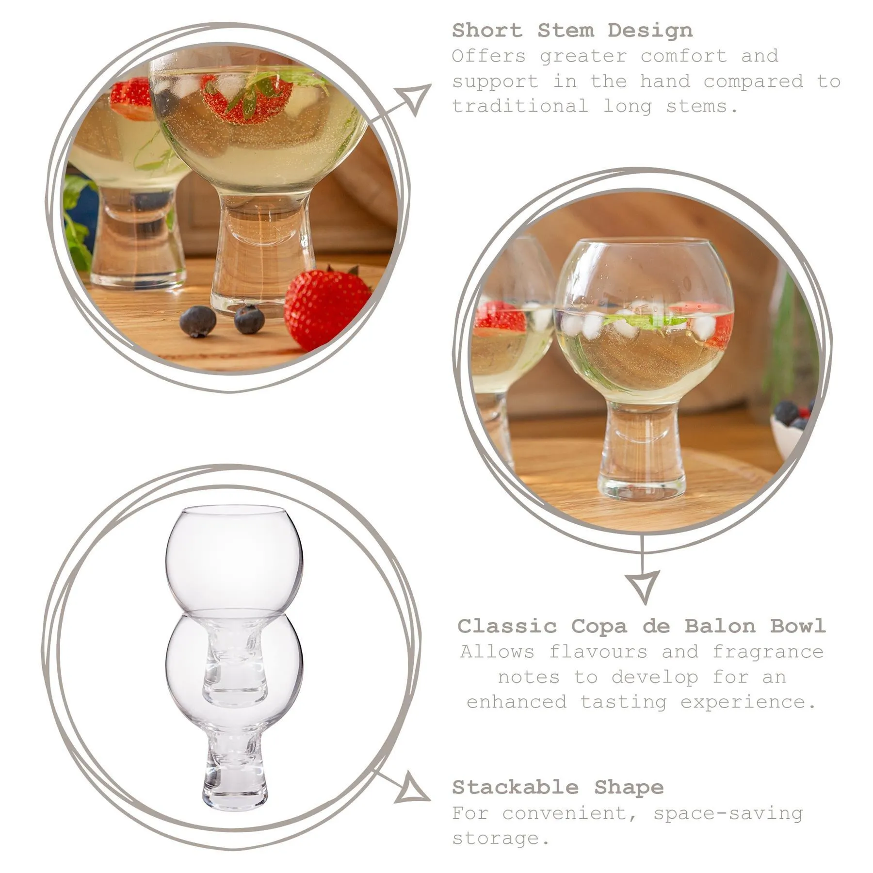 Glassware | Short Stem Gin Glasses - 525ml - Pack of 4 | Rink Drink