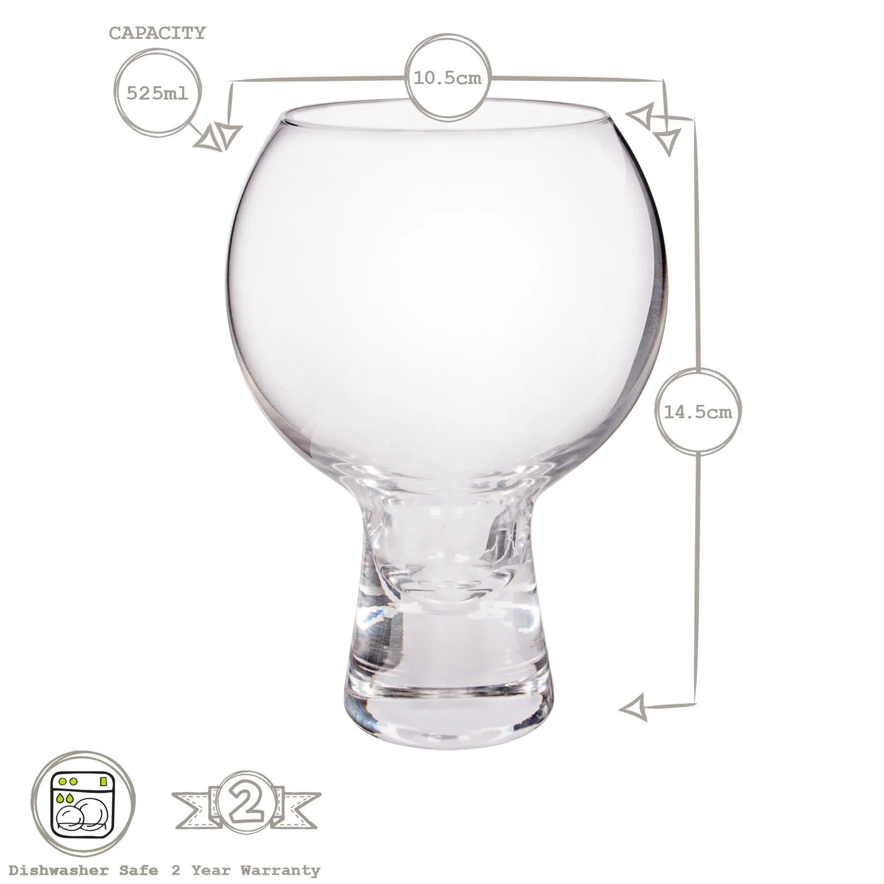 Glassware | Short Stem Gin Glasses - 525ml - Pack of 4 | Rink Drink