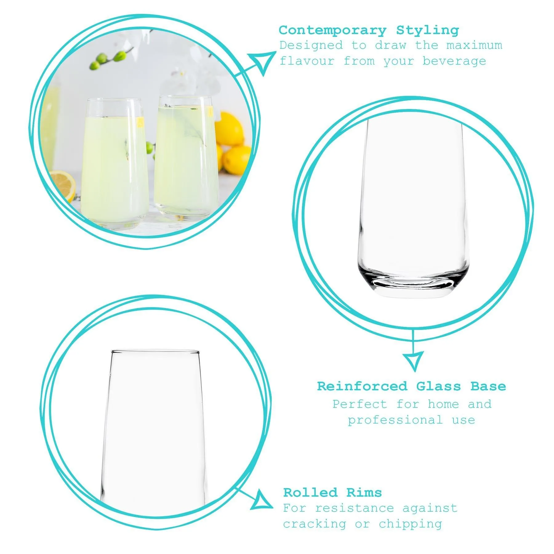 Glassware | Tallo Highball Glasses - 480ml - Clear - Pack of 6 | Argon Tableware