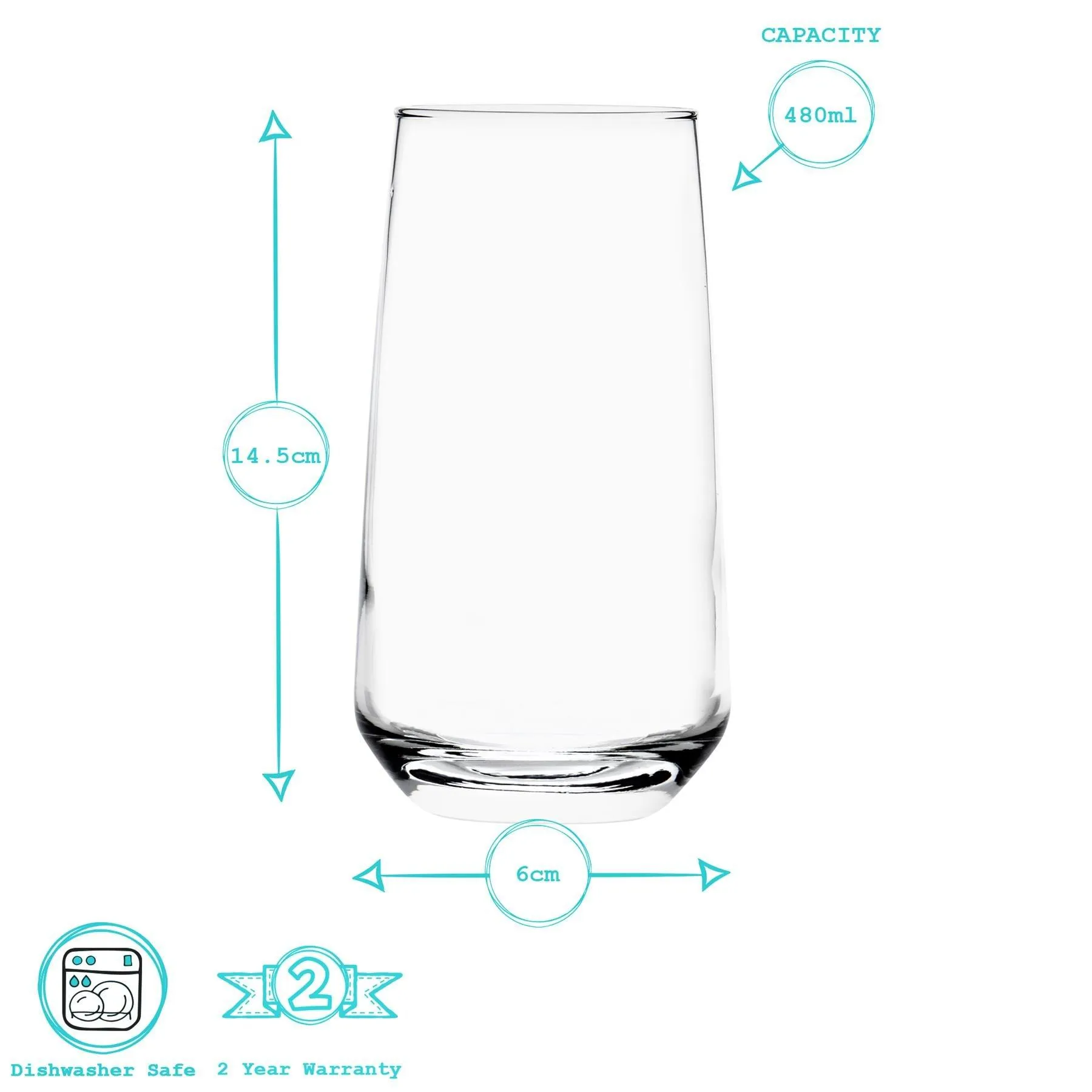 Glassware | Tallo Highball Glasses - 480ml - Clear - Pack of 6 | Argon Tableware