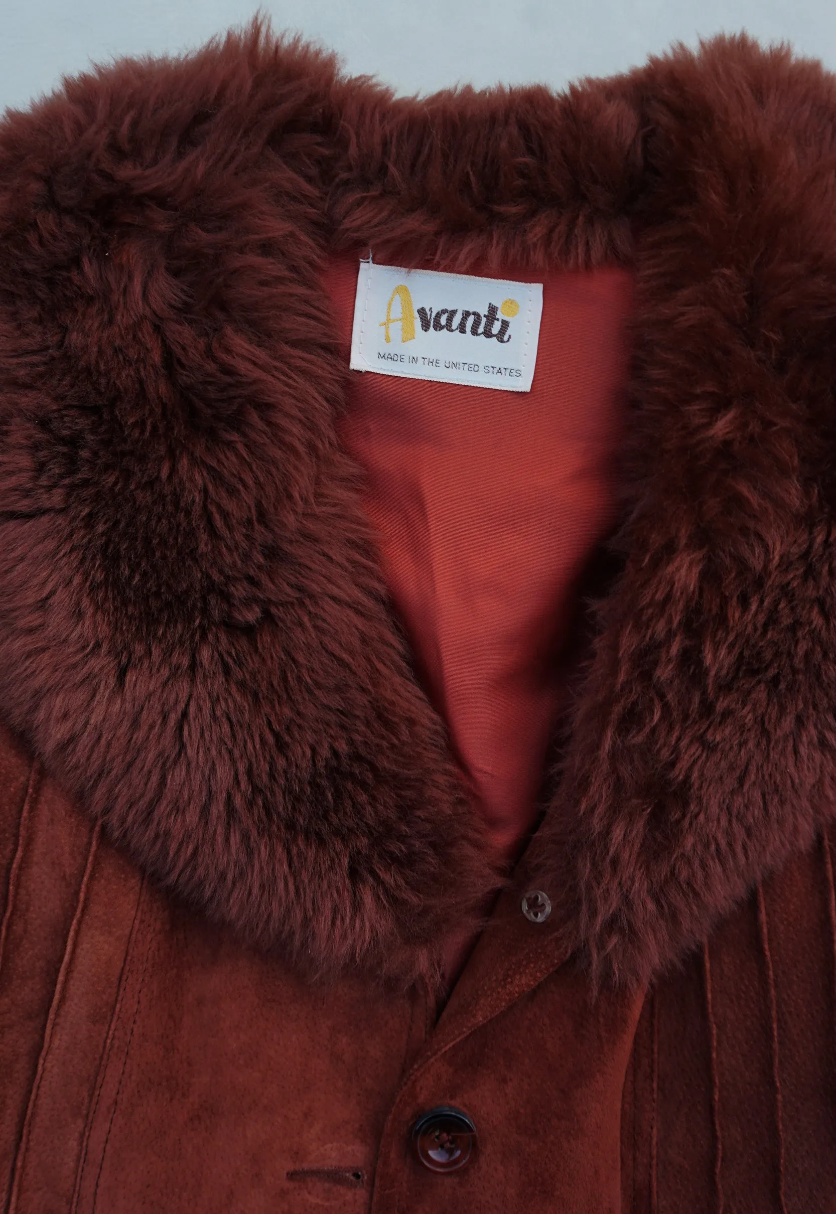 Gorgeous Maroon Vintage Suede Fur Collar Jacket