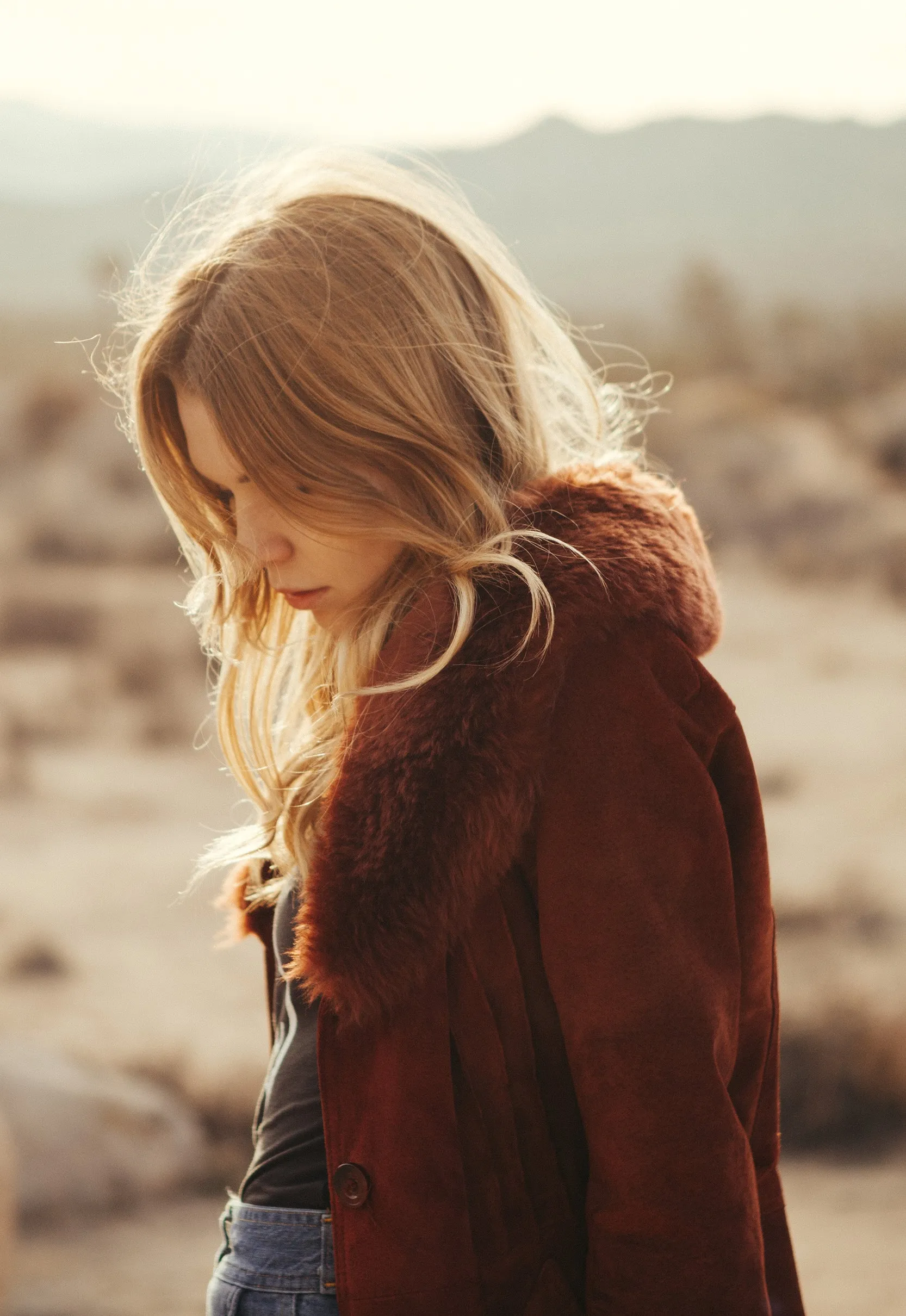 Gorgeous Maroon Vintage Suede Fur Collar Jacket