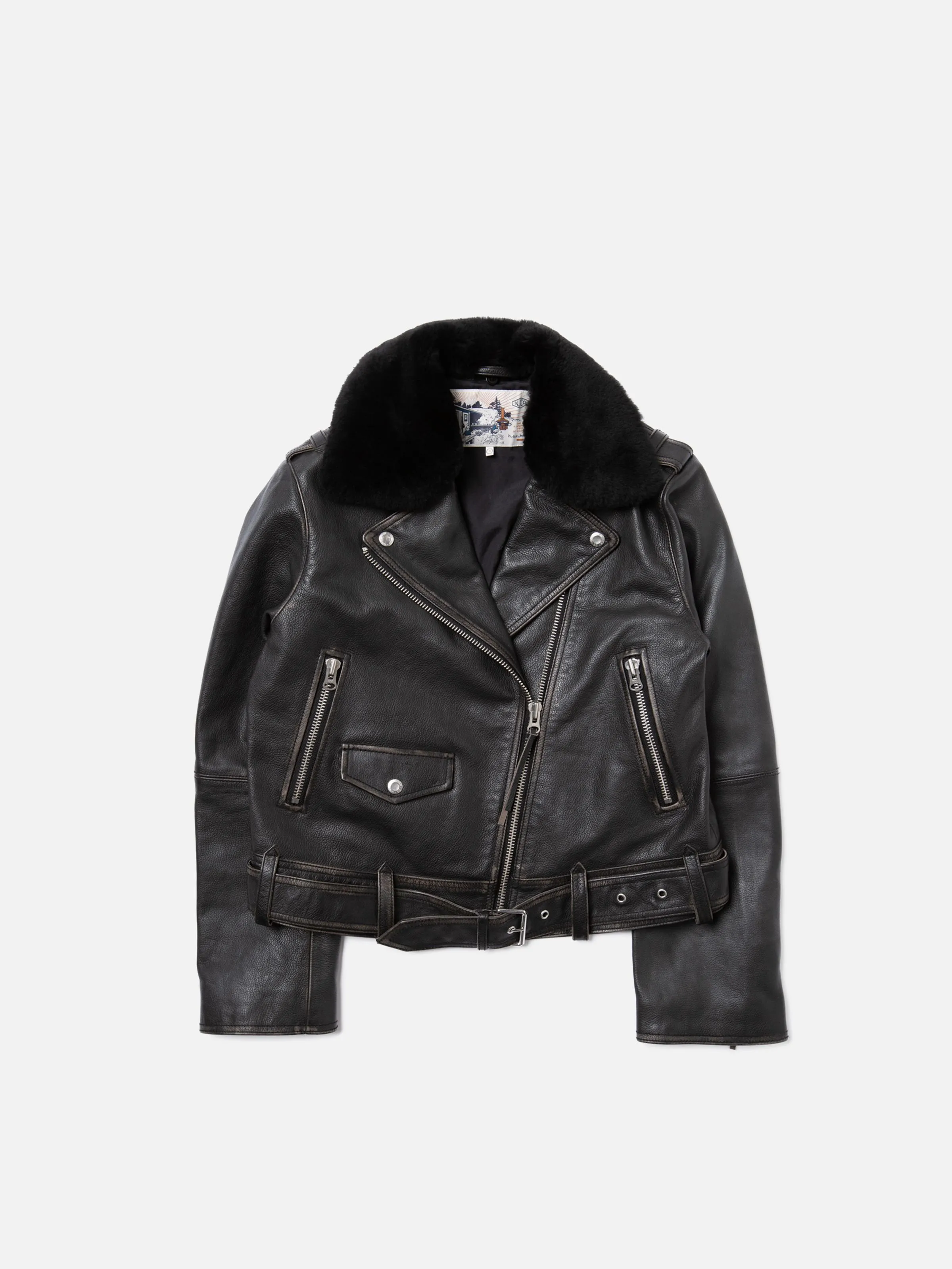 Greta Biker Leather Jacket Black