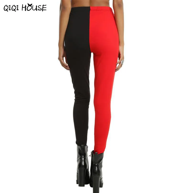 Halloween Costume For Women Sexy Skeleton Leggings Stretch Black Red Color Pants Pantacourt Femme#C901 SM6