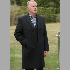 Harris Tweed Charcoal Herringbone Overcoat