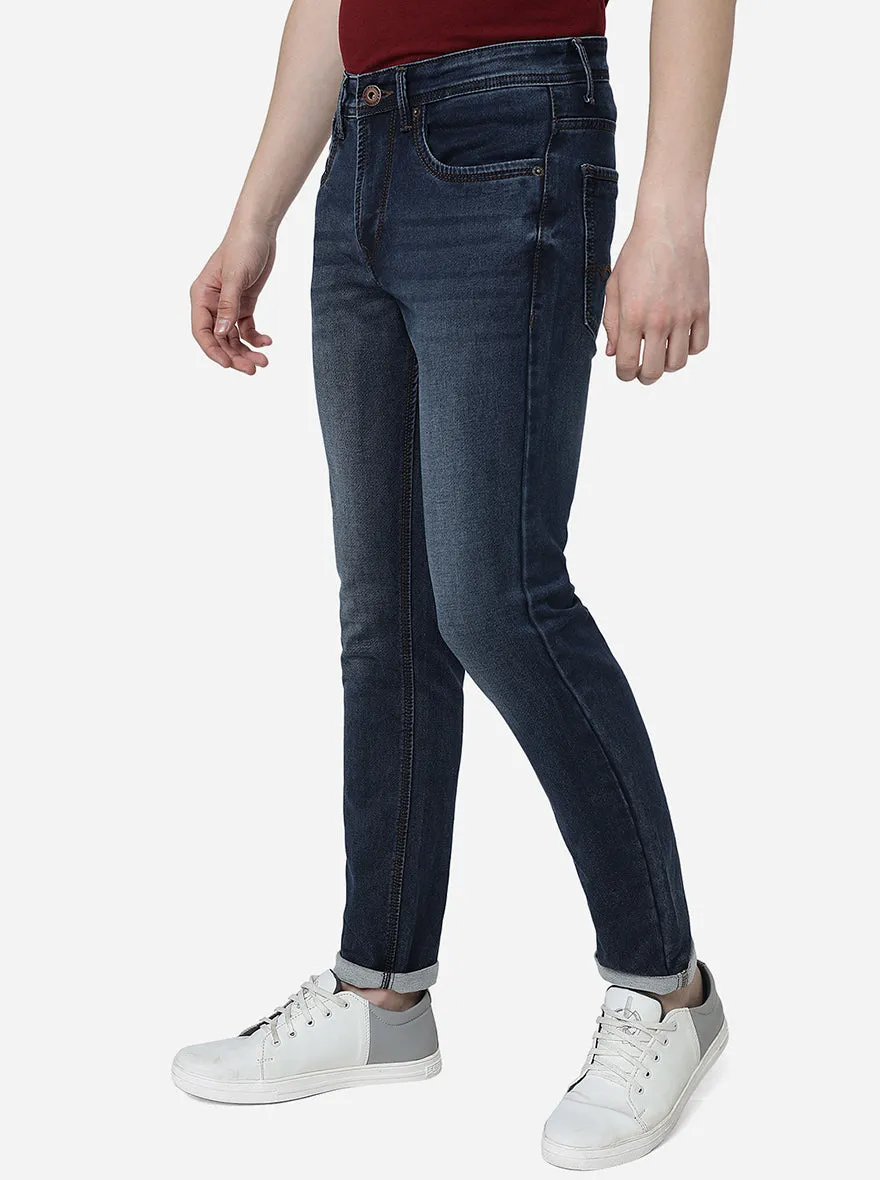 Indigo Blue Washed Slim Fit Jeans | Greenfibre