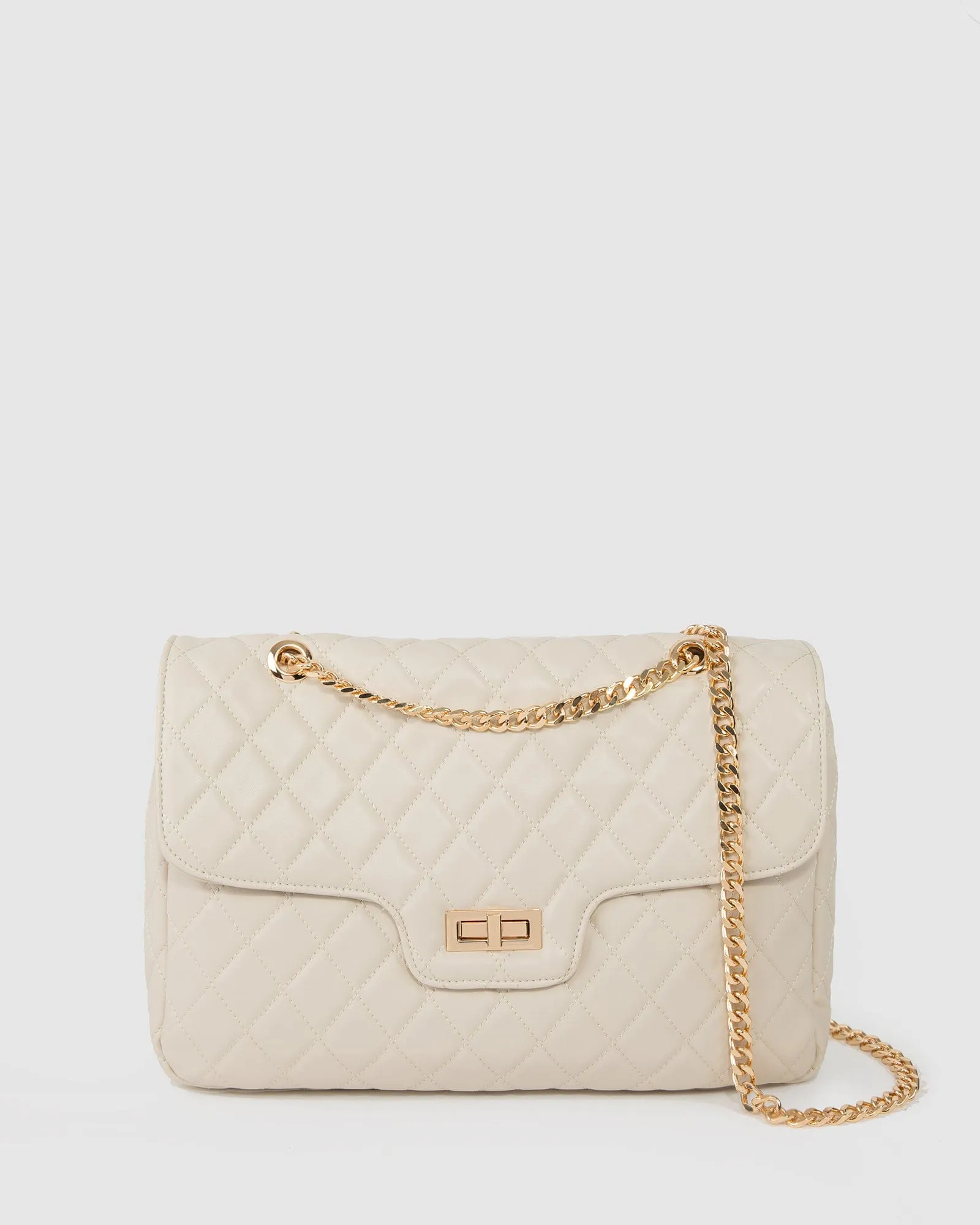 Ivory Gina Quilt Large Crossbody Bag