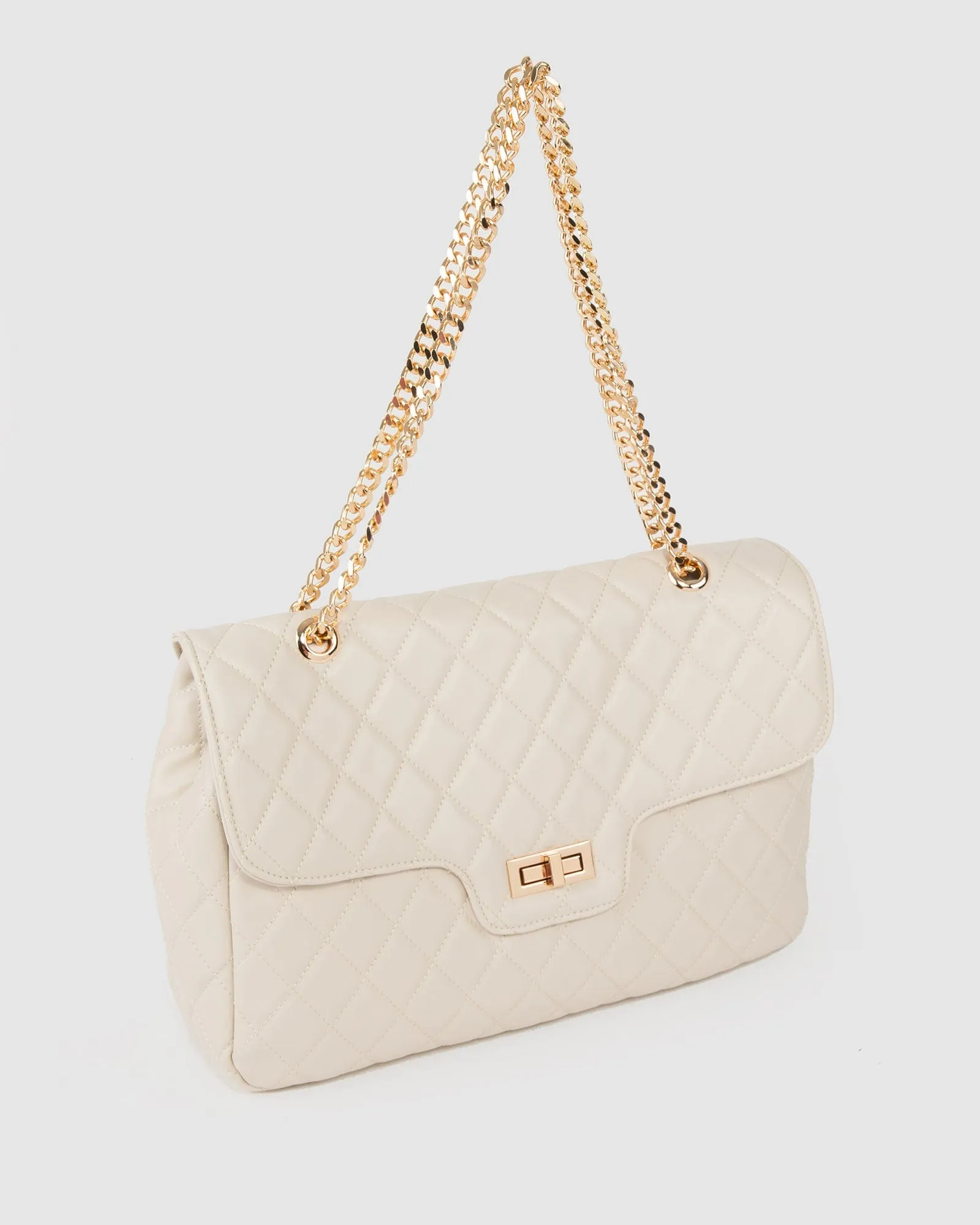 Ivory Gina Quilt Large Crossbody Bag