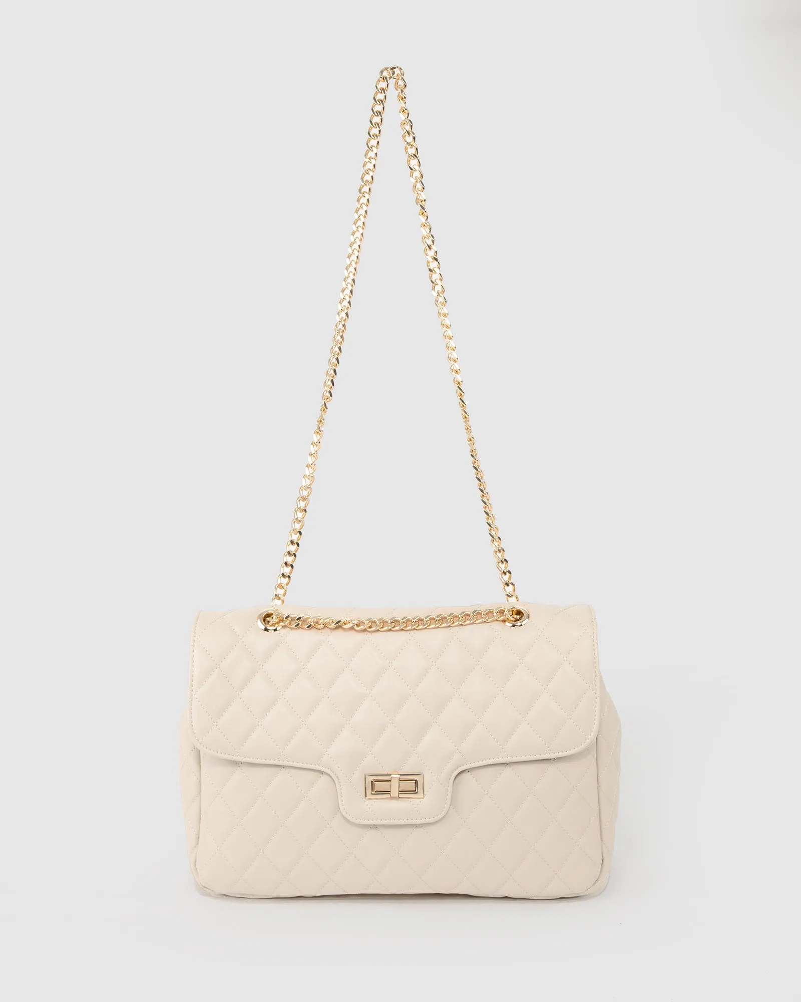 Ivory Gina Quilt Large Crossbody Bag