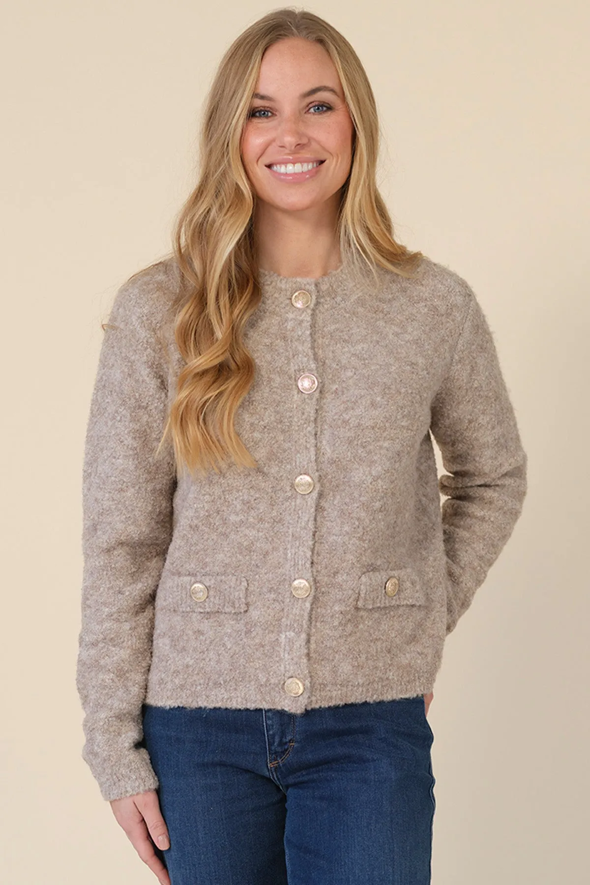 Jessica Knit jacket 2465 | Sand | Strik fra Prepair