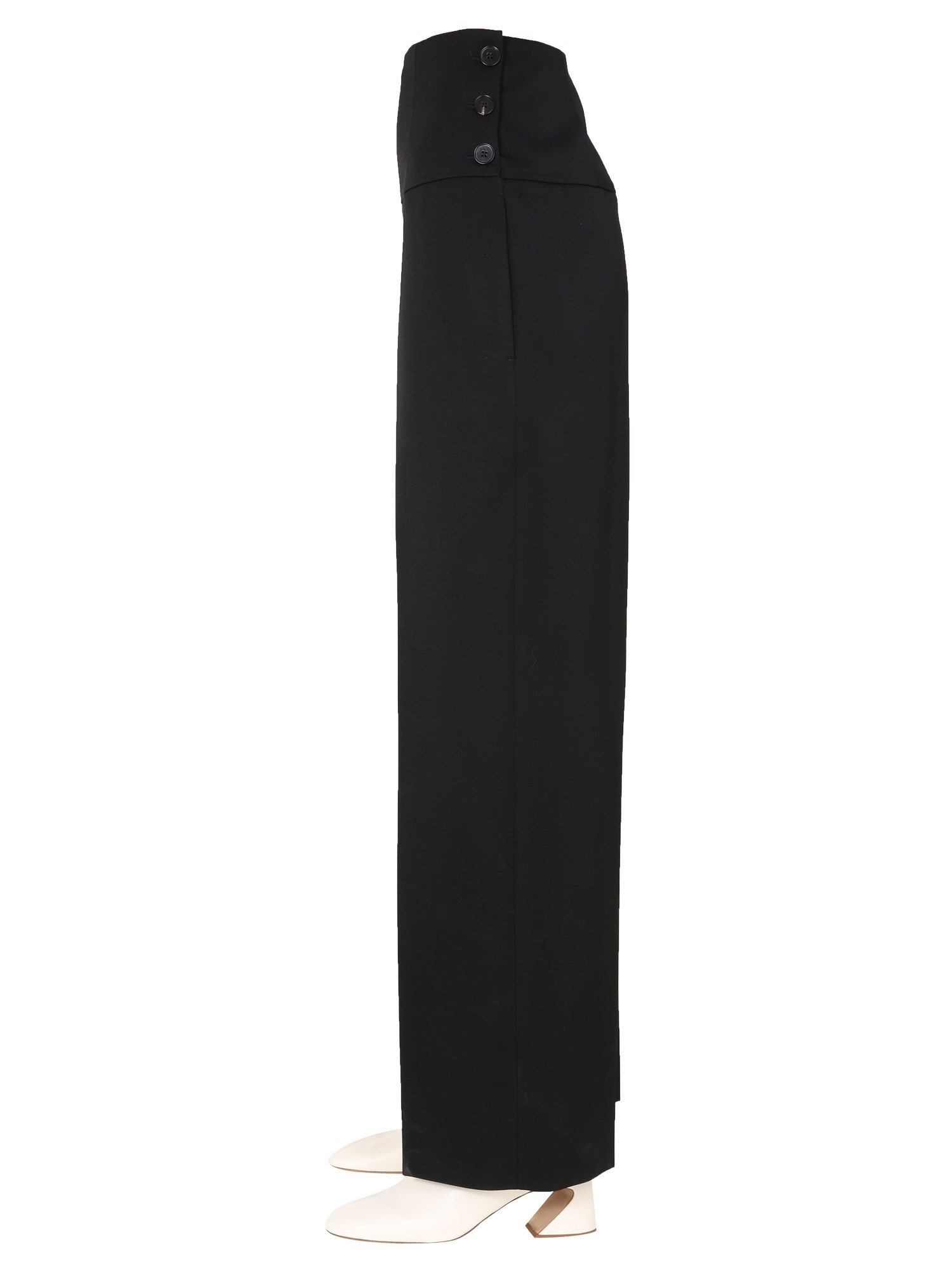 JIL SANDER    TAILORED WOOL TROUSERS WITH WIDE LEG AND BUTTONS