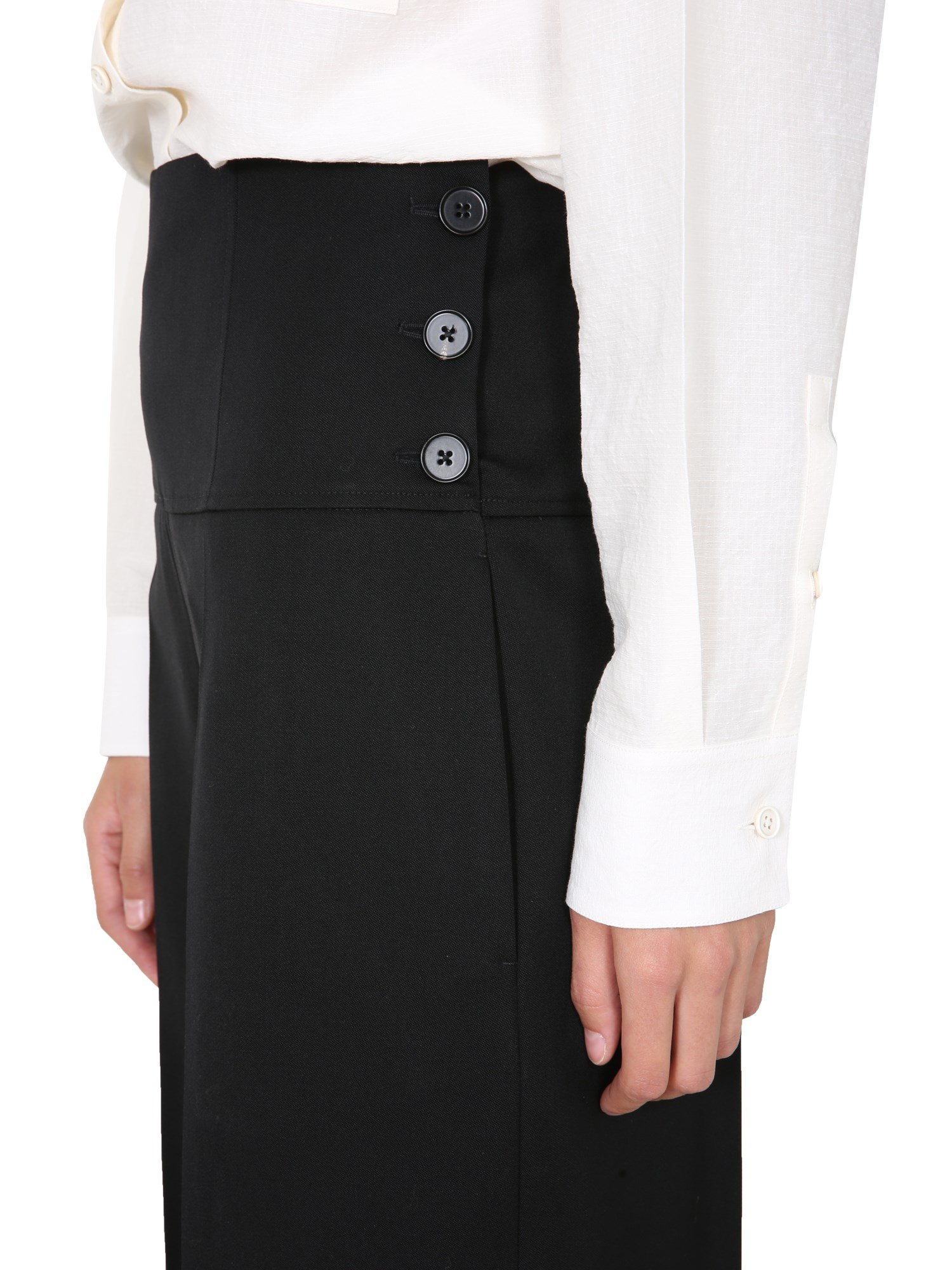 JIL SANDER    TAILORED WOOL TROUSERS WITH WIDE LEG AND BUTTONS