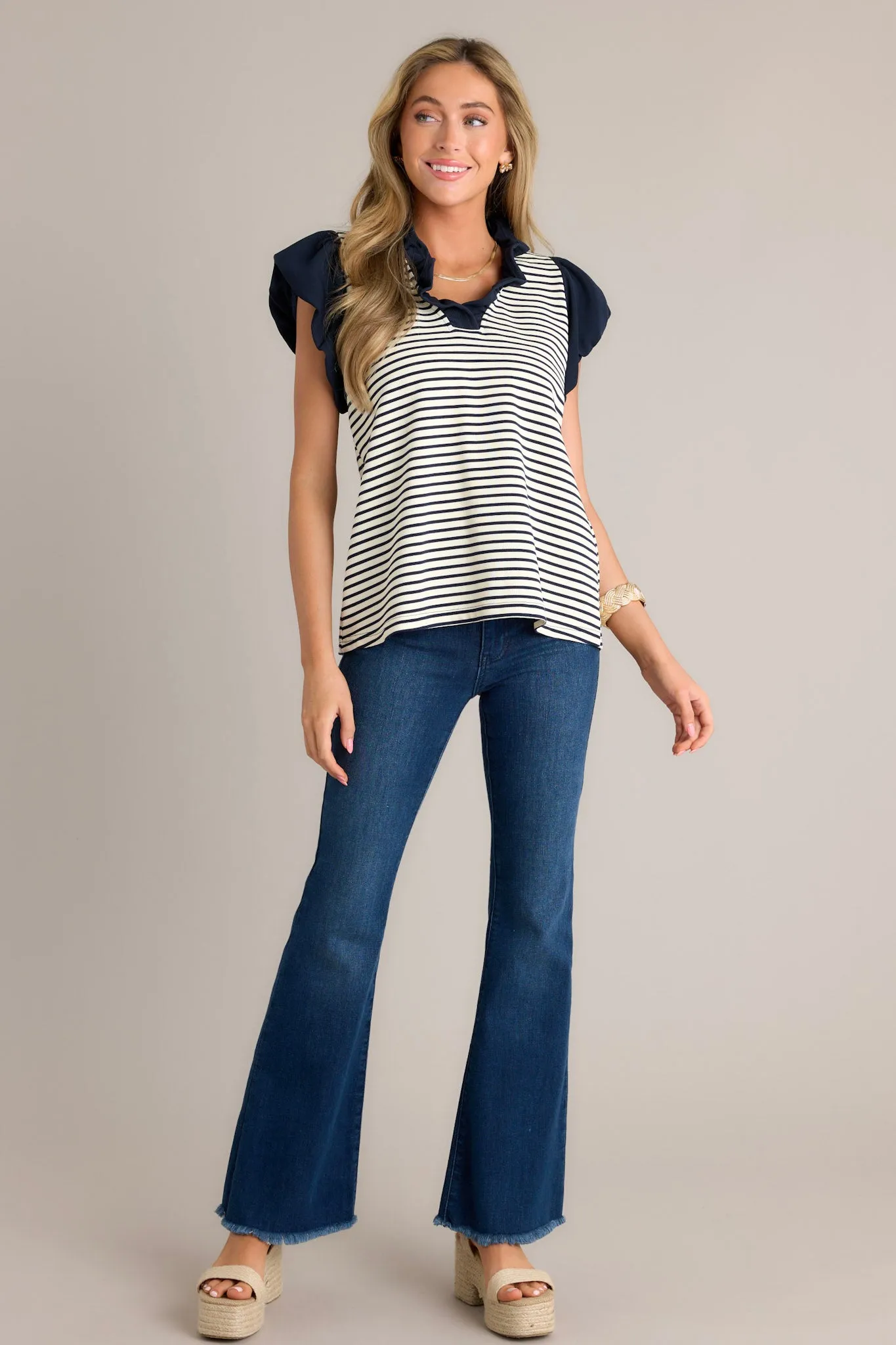 Jump Out Dark Denim Stretch Flare Jeans