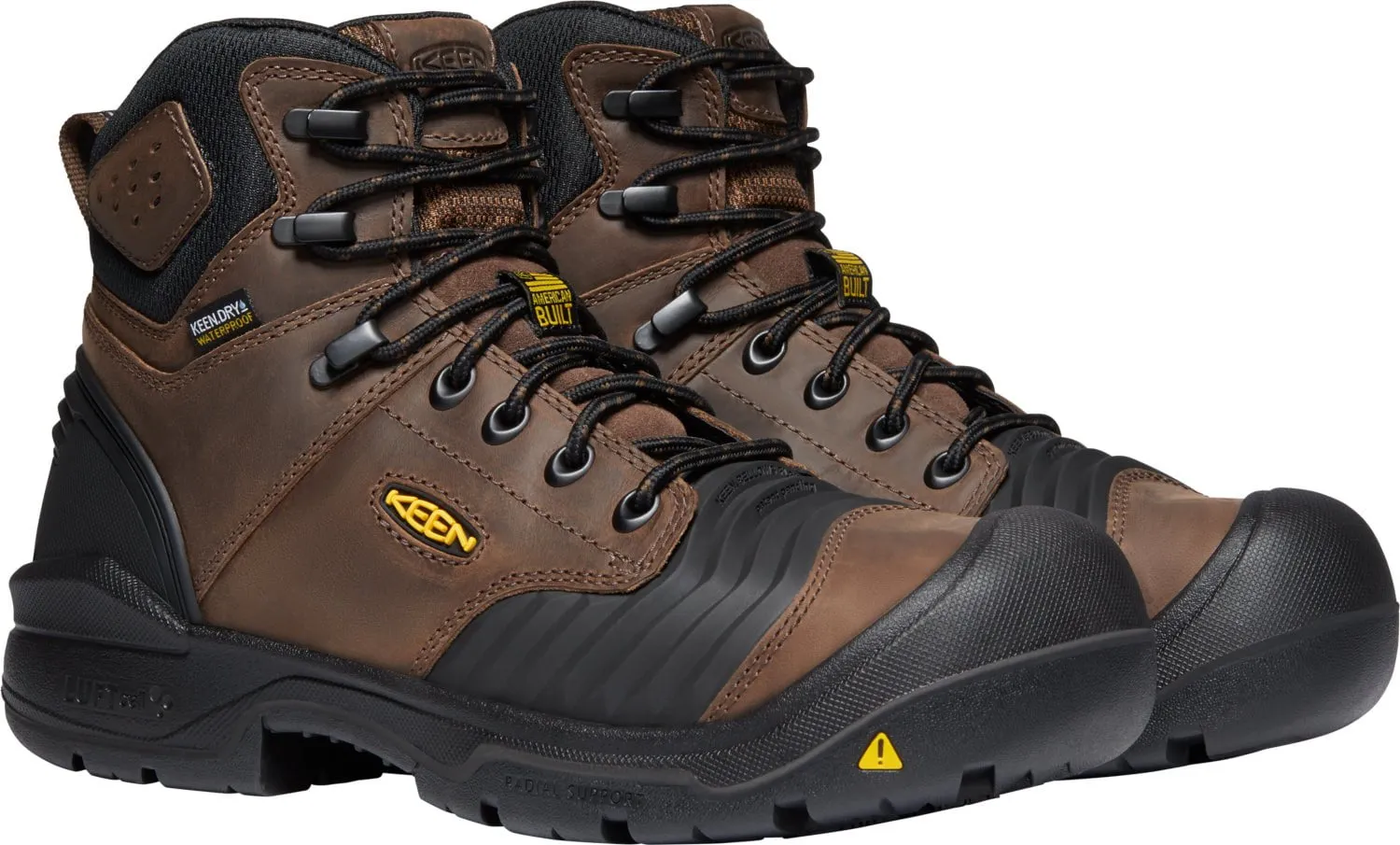 Keen Utility Mens Portland 6in WP Dark Earth/Black Leather Work Boots