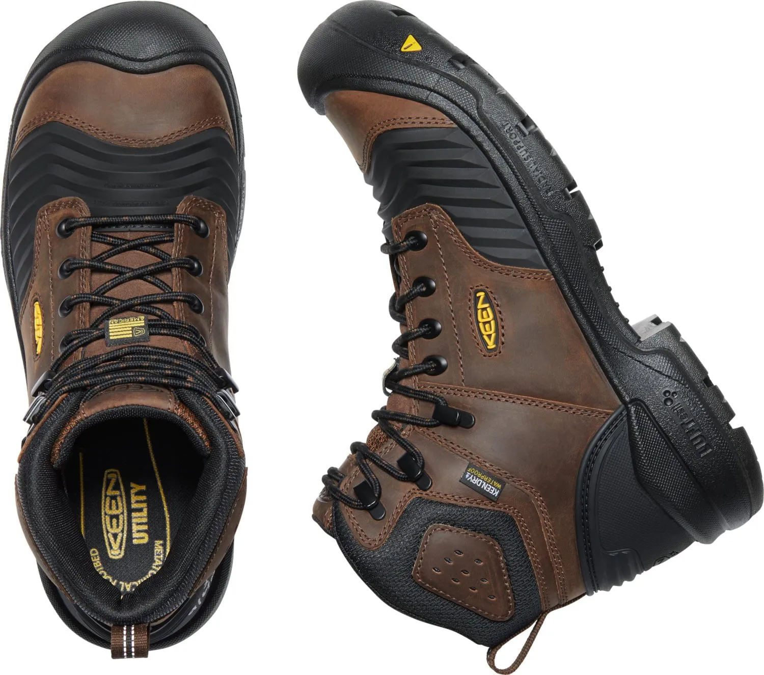 Keen Utility Mens Portland 6in WP Dark Earth/Black Leather Work Boots