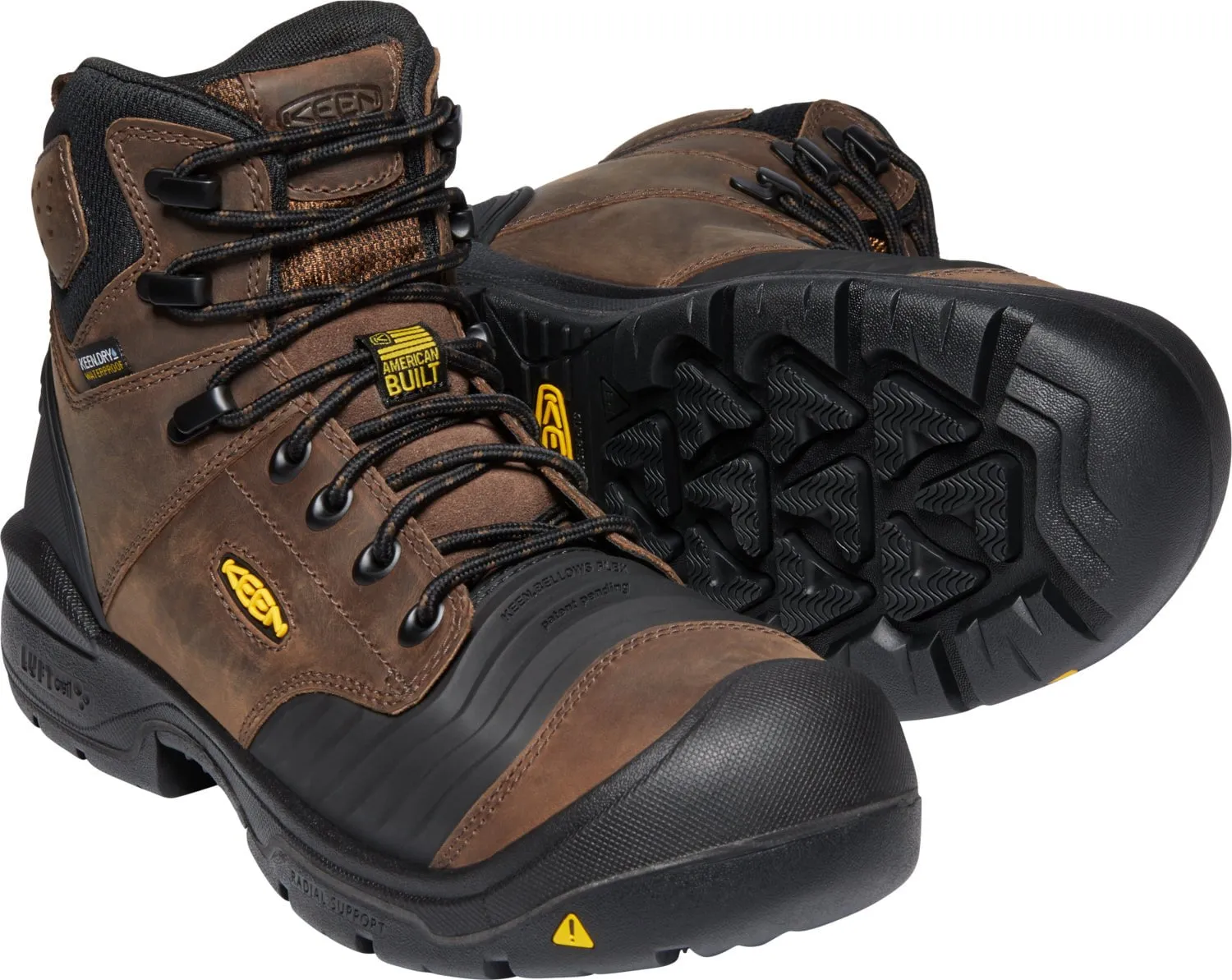 Keen Utility Mens Portland 6in WP Dark Earth/Black Leather Work Boots