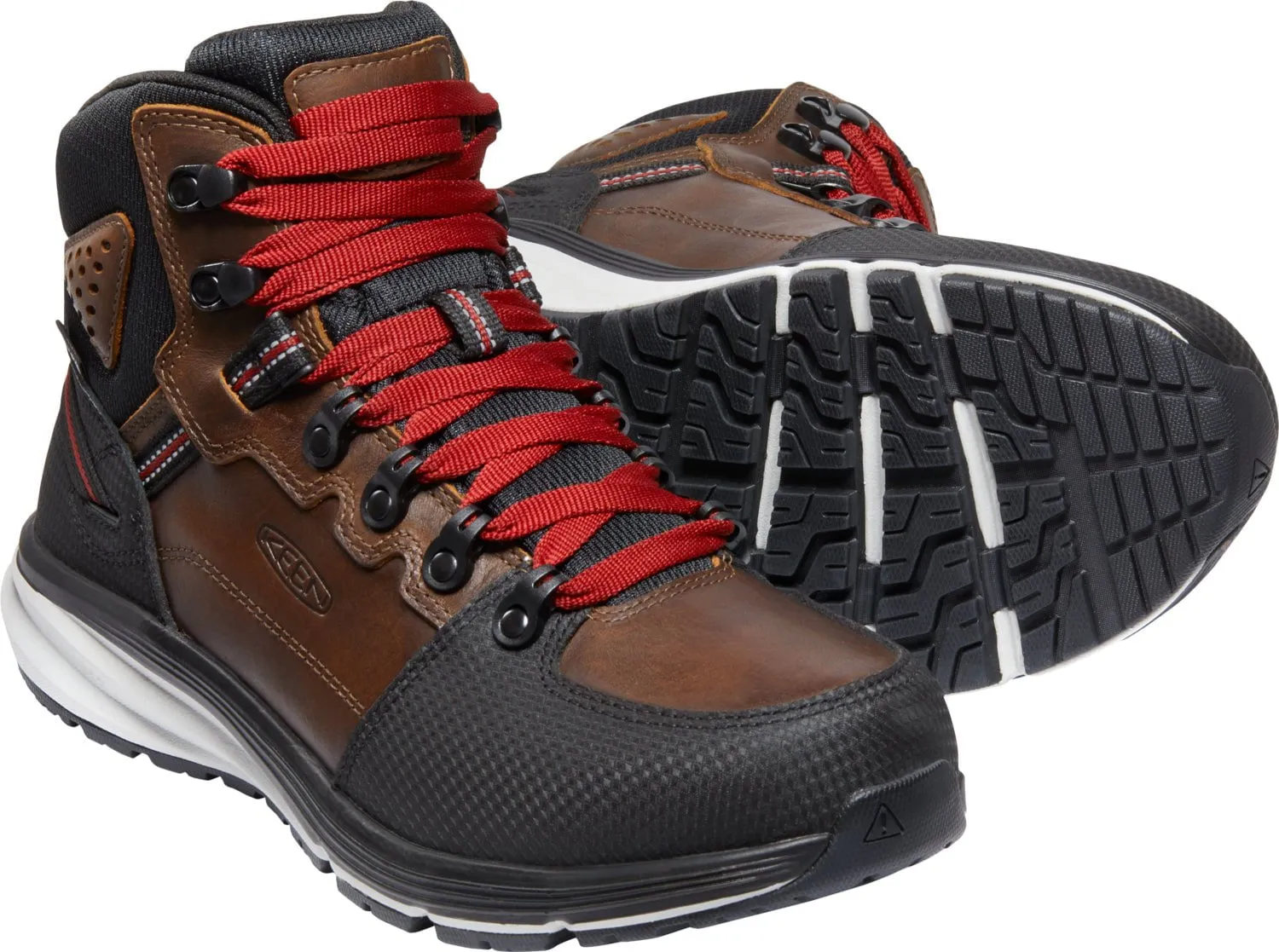 Keen Utility Mens Red Hook Mid WP Soft Toe Tobacco/Black Leather Work Boots