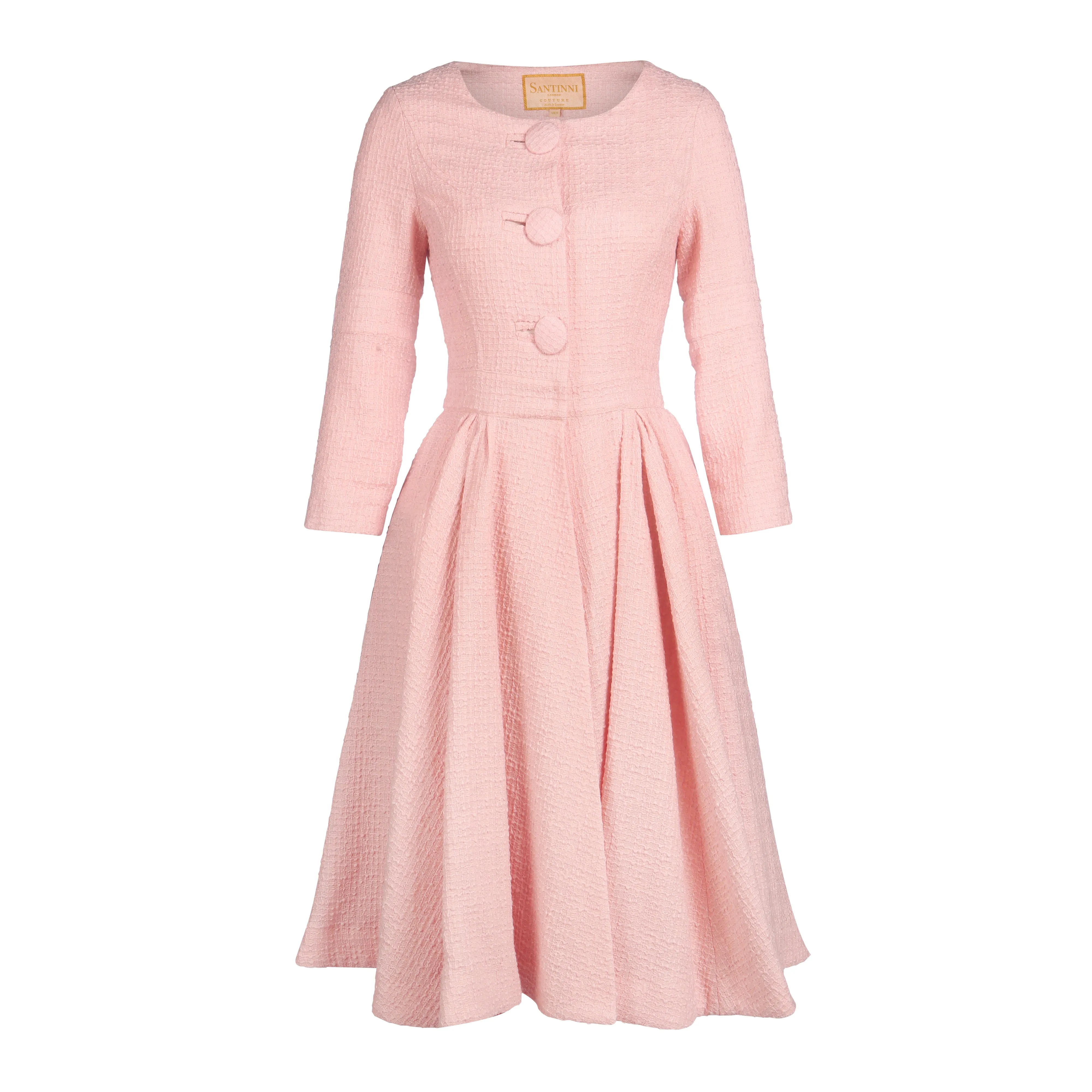 'Lady' Italian Wool Swing Dress Coat in Rosa