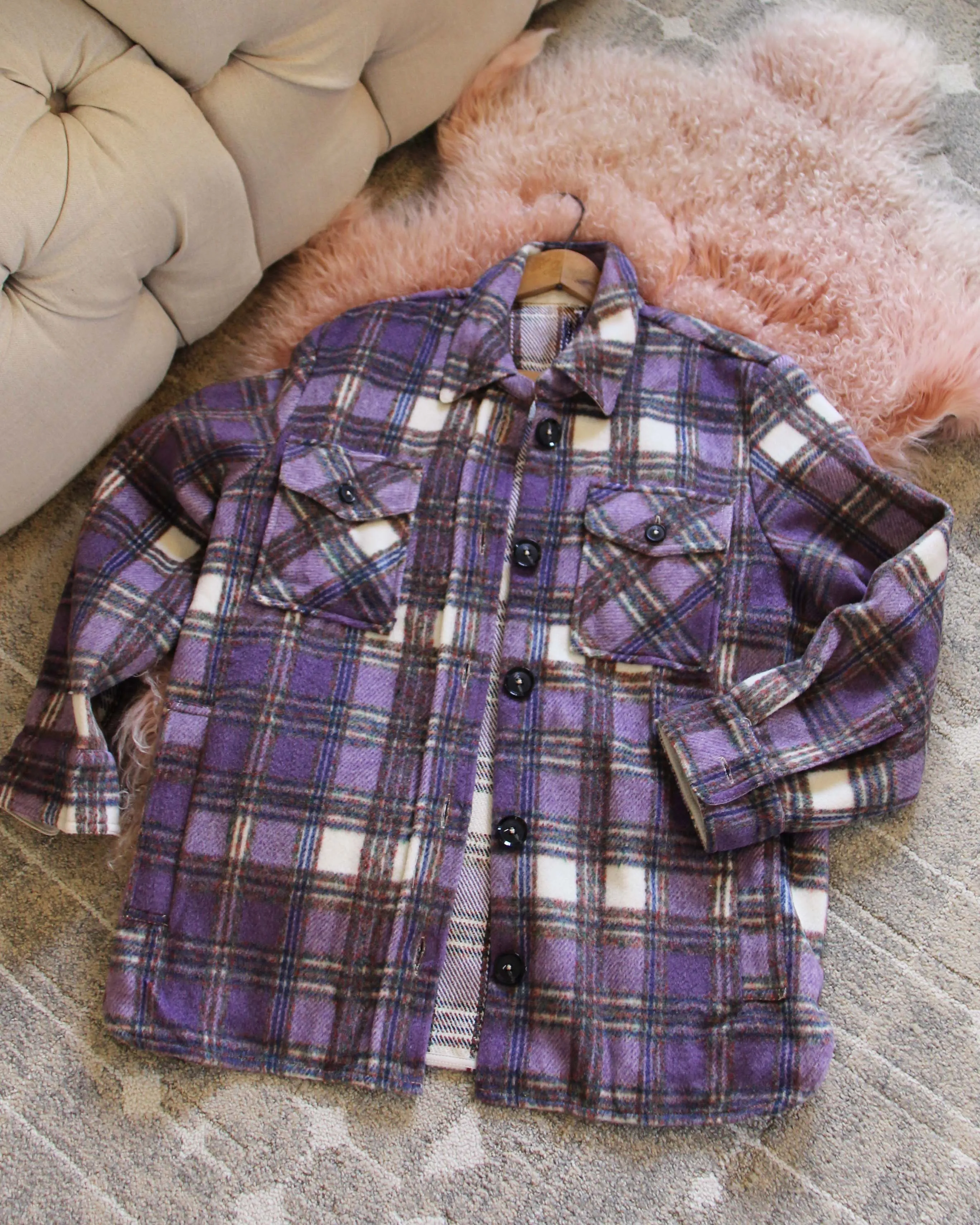 Lavender Plaid Shirt Jacket