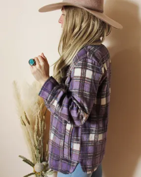 Lavender Plaid Shirt Jacket