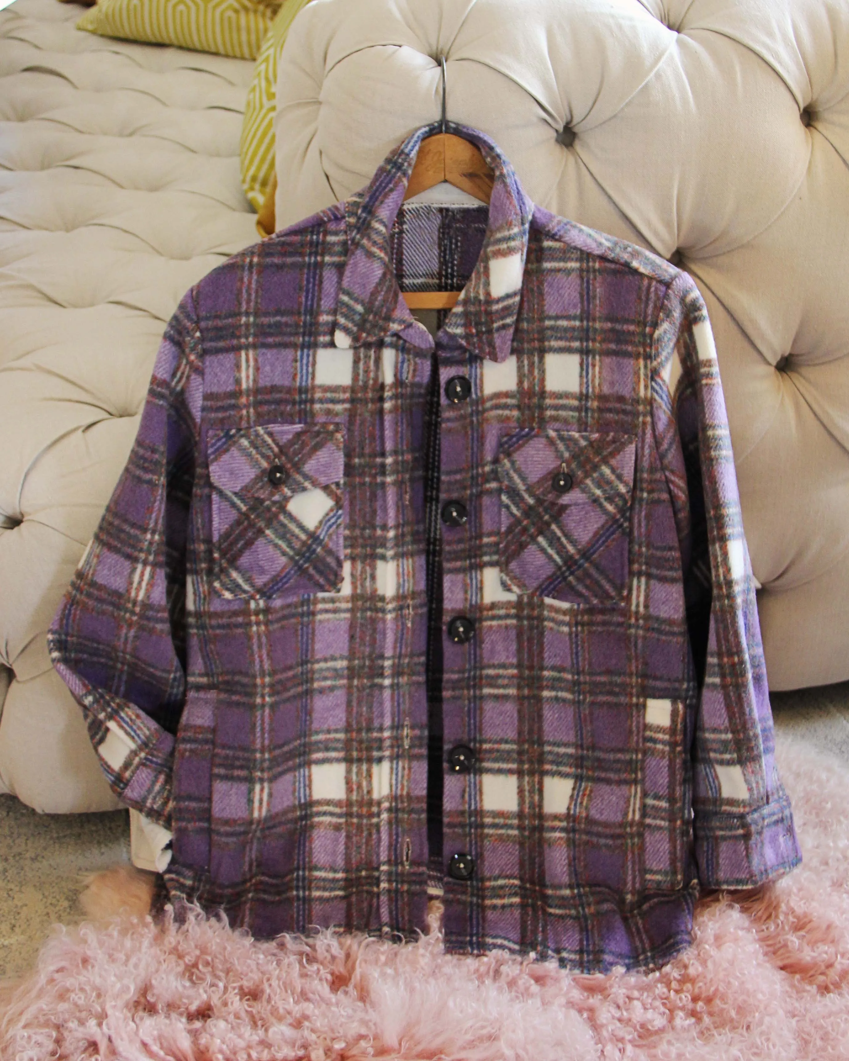 Lavender Plaid Shirt Jacket