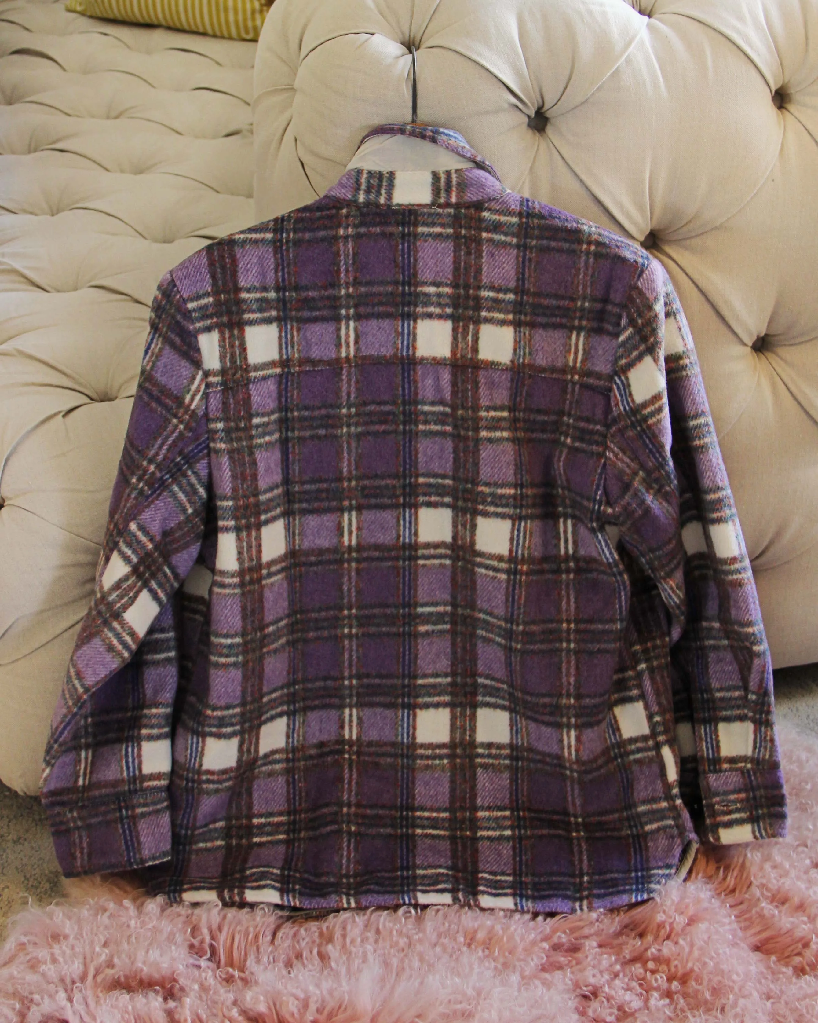 Lavender Plaid Shirt Jacket