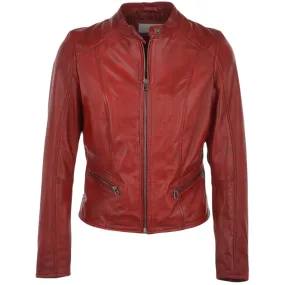 Leather Ladies Jacket Dazzling Fashion Red Color 1.0