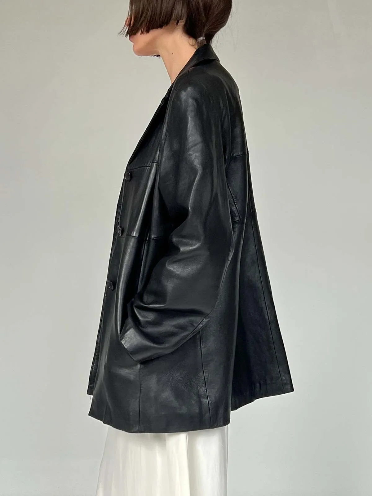 Leather Pieced Coat - 