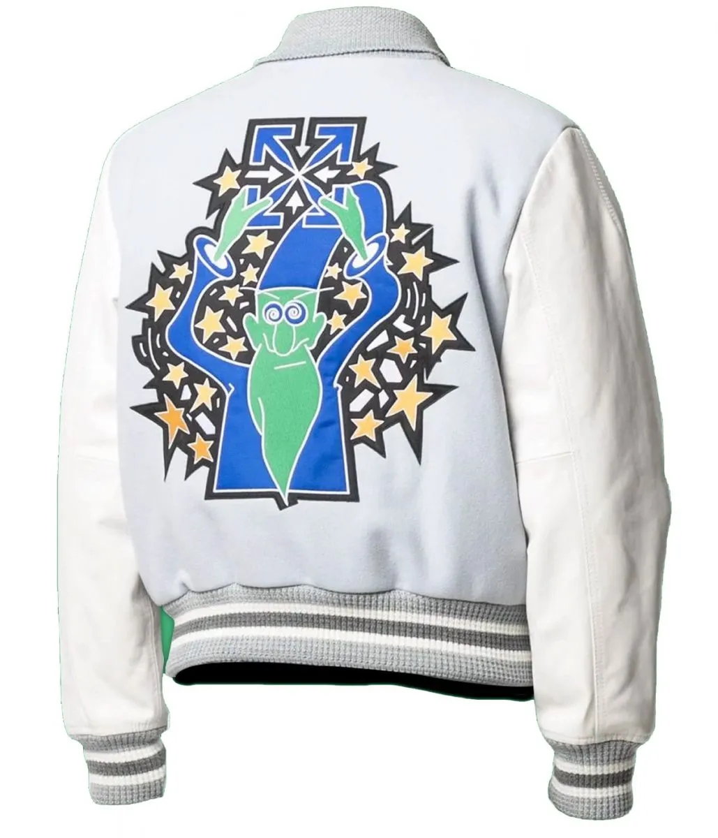 Lil Durk Magician Light Grey and White Varsity Jacket