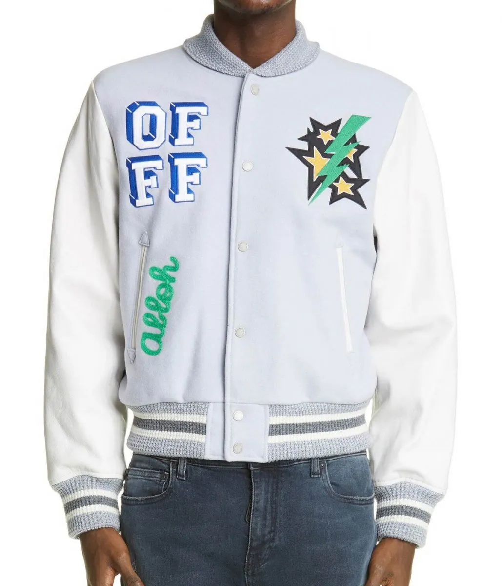 Lil Durk Magician Light Grey and White Varsity Jacket