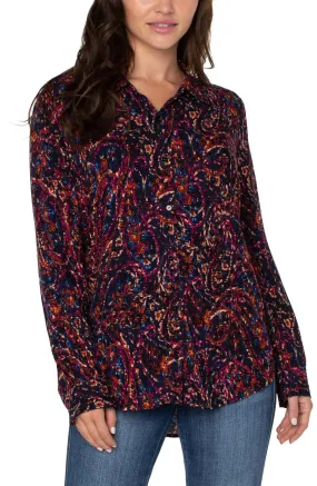 Liverpool Button Up Woven Blouse