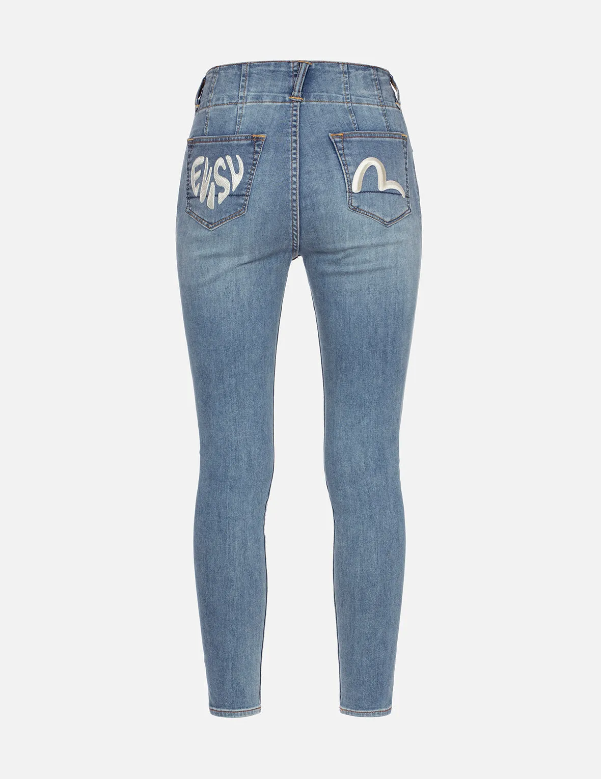 Logo and Seagull Embroidery Skinny Jeans