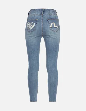 Logo and Seagull Embroidery Skinny Jeans