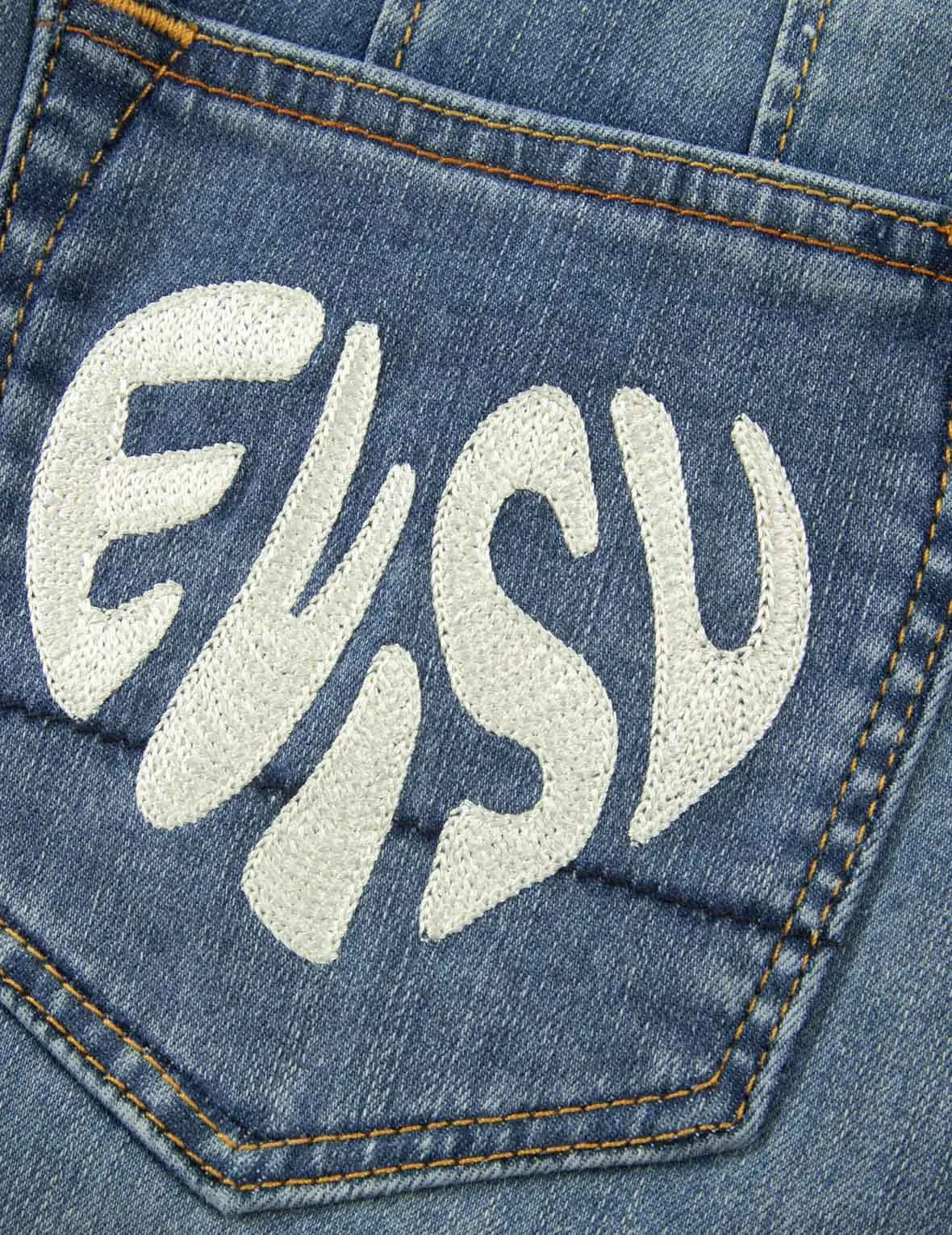 Logo and Seagull Embroidery Skinny Jeans