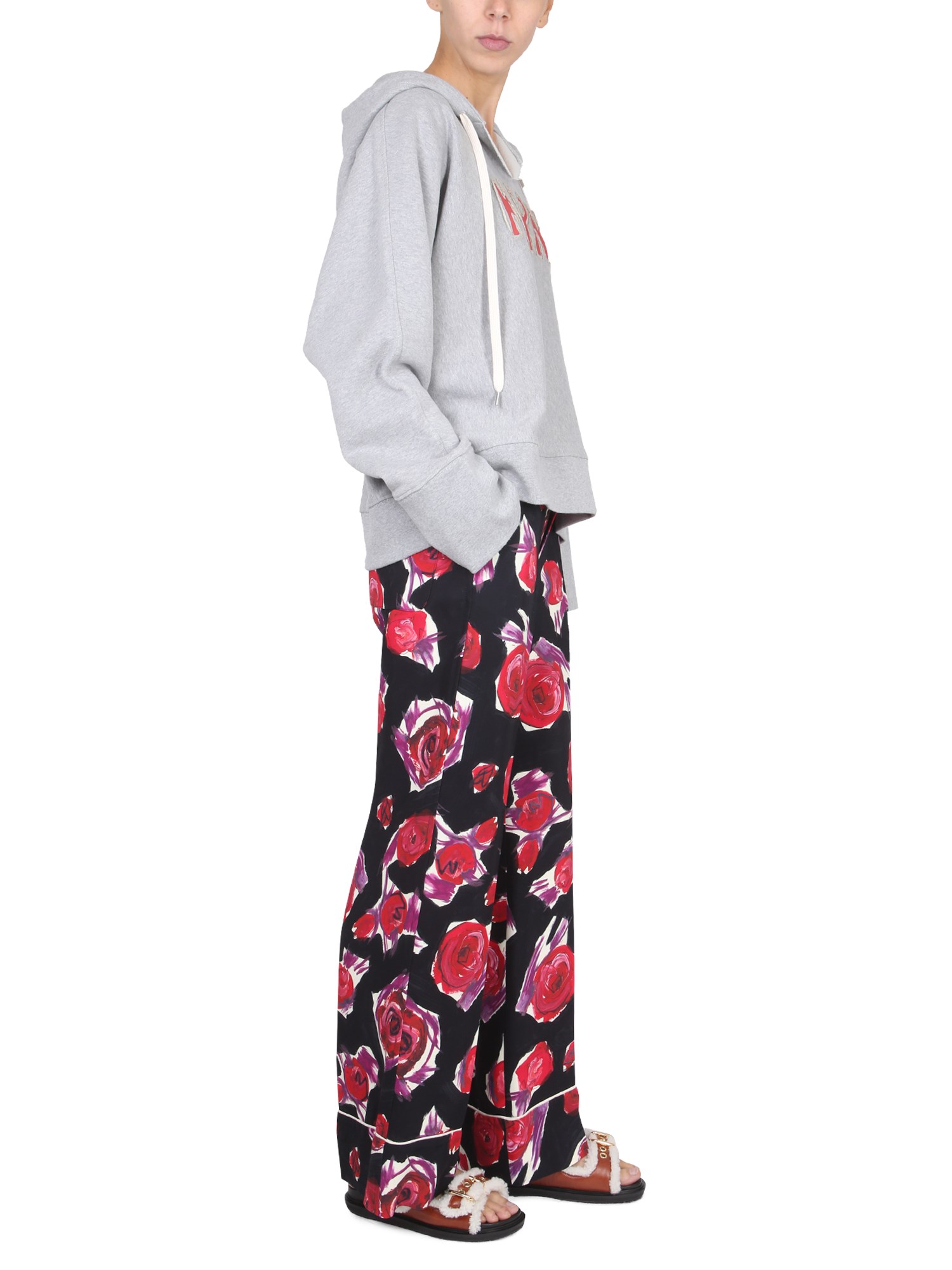 MARNI    VISCOSE RAYON PIJAMA PANTS WITH FLORAL PATTERN