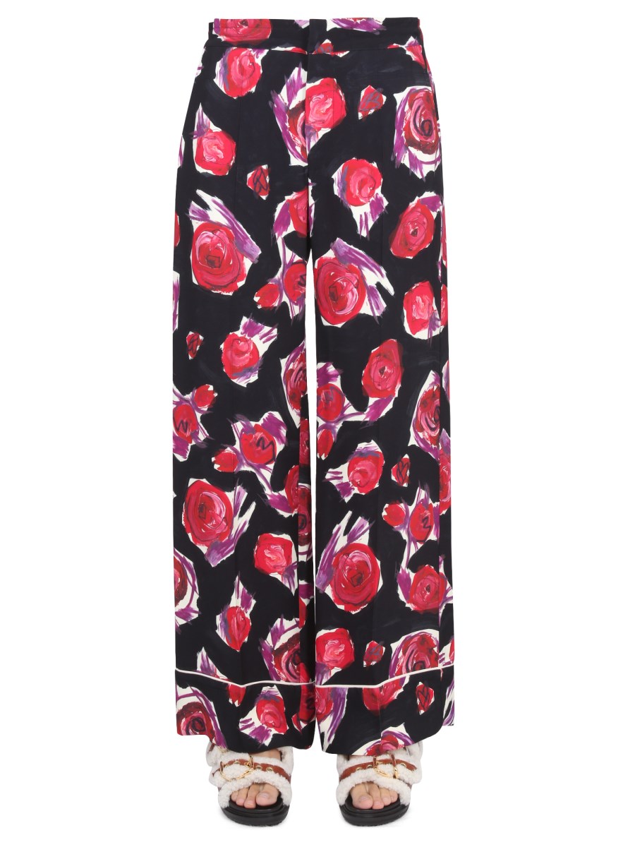 MARNI    VISCOSE RAYON PIJAMA PANTS WITH FLORAL PATTERN