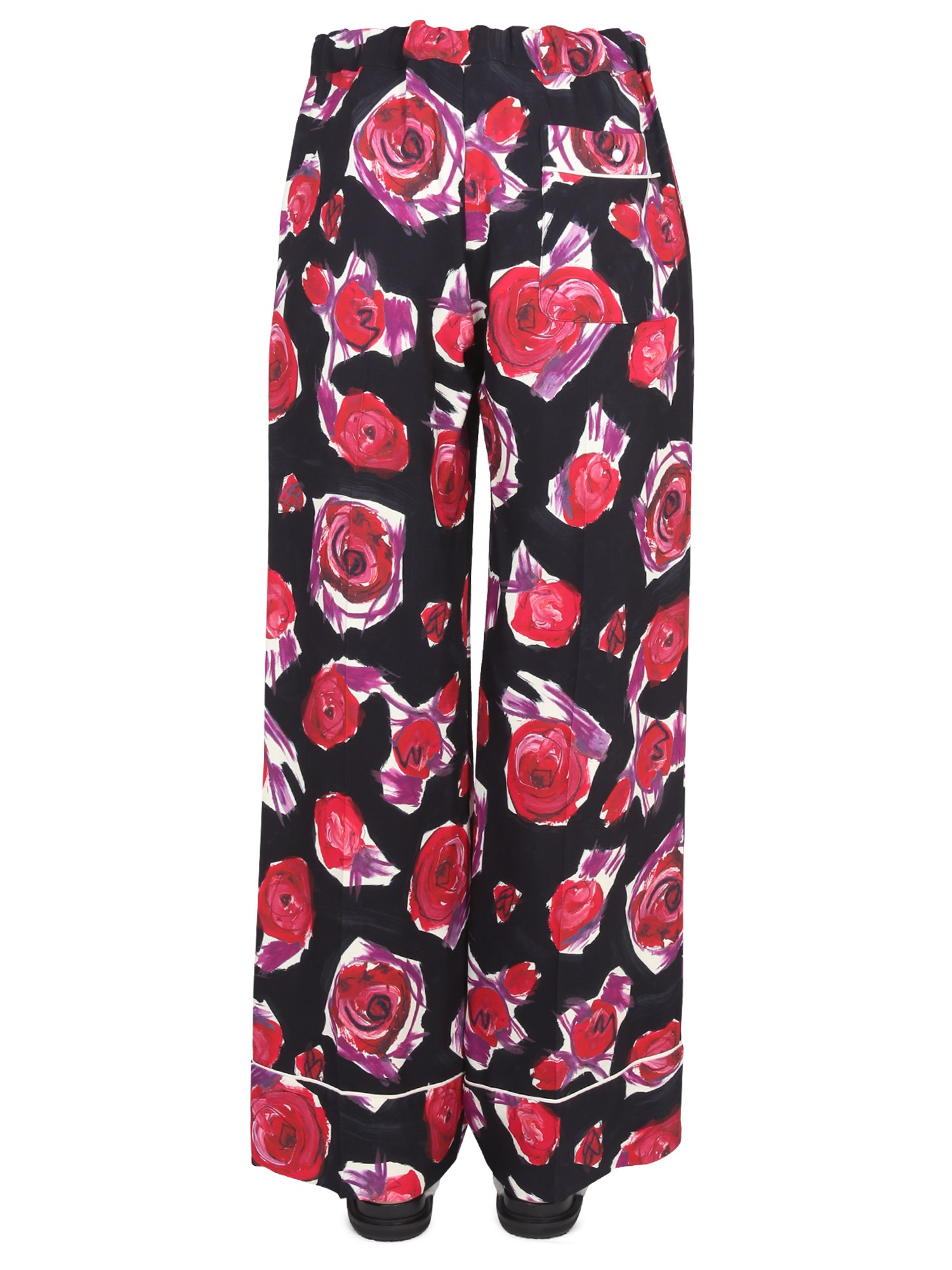 MARNI    VISCOSE RAYON PIJAMA PANTS WITH FLORAL PATTERN