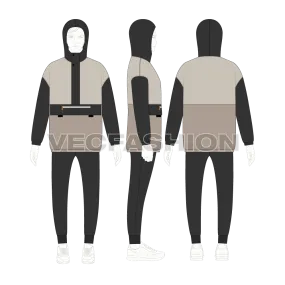 Men Oversized Jacket Vector Flat Sketch