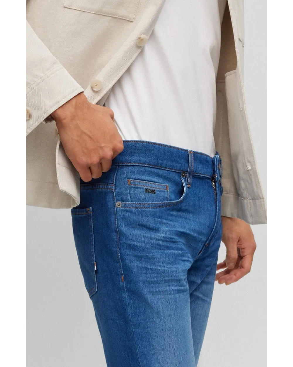 Mens Delaware Slim Fit Super Soft Jeans, Blue Italian Denim