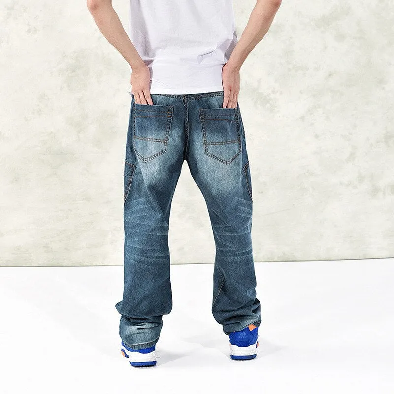 Men's Denim Hip-Hop Solid Pattern Streetwear Straight Leg Trousers