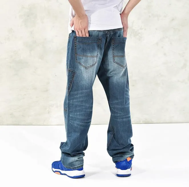 Men's Denim Hip-Hop Solid Pattern Streetwear Straight Leg Trousers