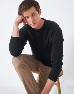 Men's Organic Black Cotton Crew Neck Jumper from Crew Clothing Company