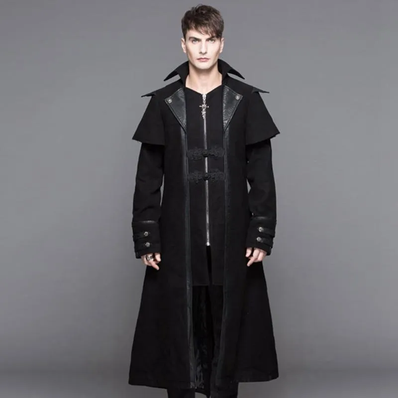 Men's Steampunk Military Style Long Coat